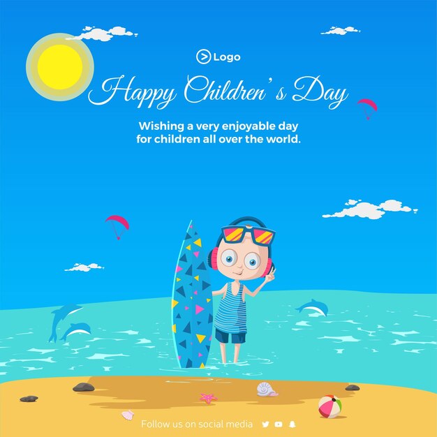 Creative banner design of happy children's day template