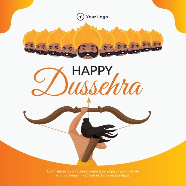 Vector creative banner design of happy dussehra indian festival template