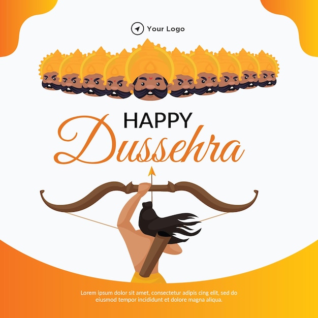 Creative banner design of happy dussehra indian festival template