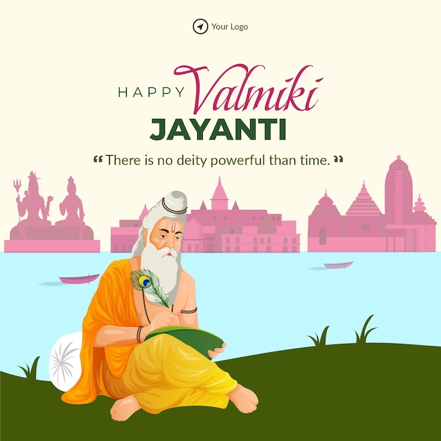 Креативный дизайн баннера счастливого шаблона Valmiki Jayanti