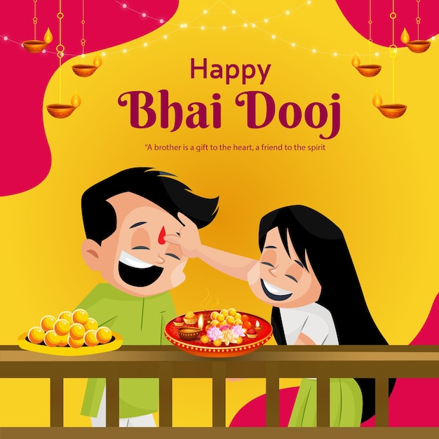 Banner design creativo del modello felice bhai dooj del festival indiano