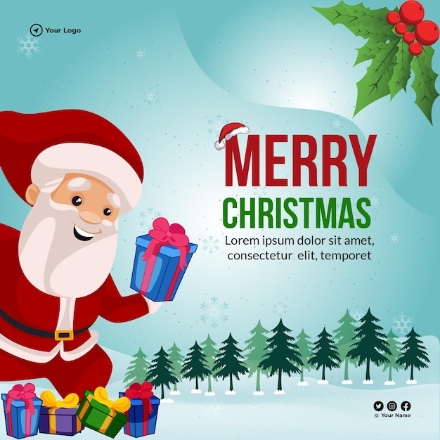 Creative banner design of Merry Christmas template