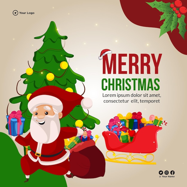 Creative banner design of Merry Christmas template