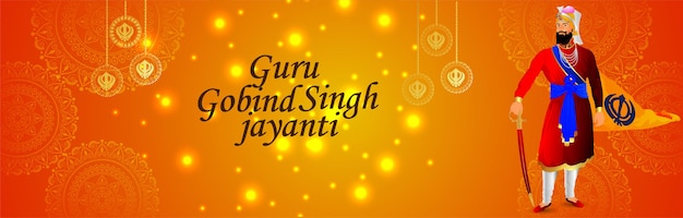 Creative banner for happy guru gobind singh jayanti