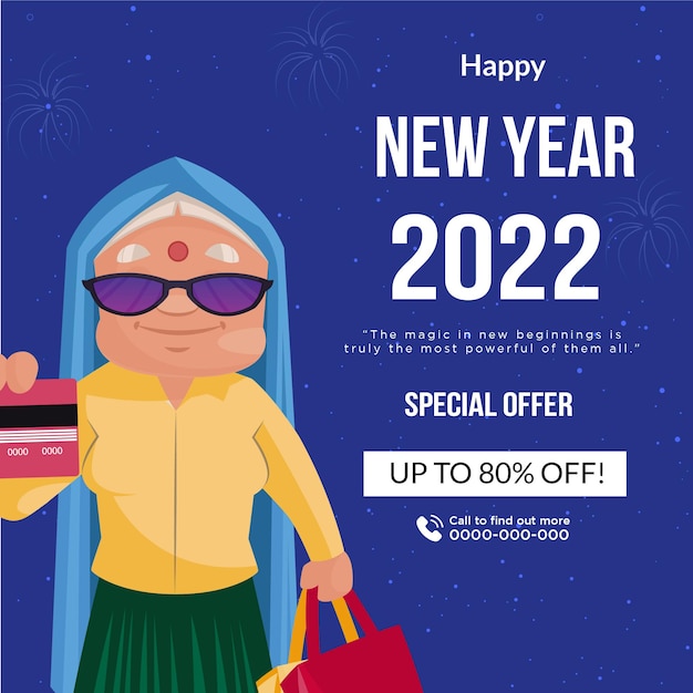 Creative banner of happy new year special offer template