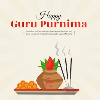 Illustrazione creativa dell'insegna del modello felice di guru purnima
