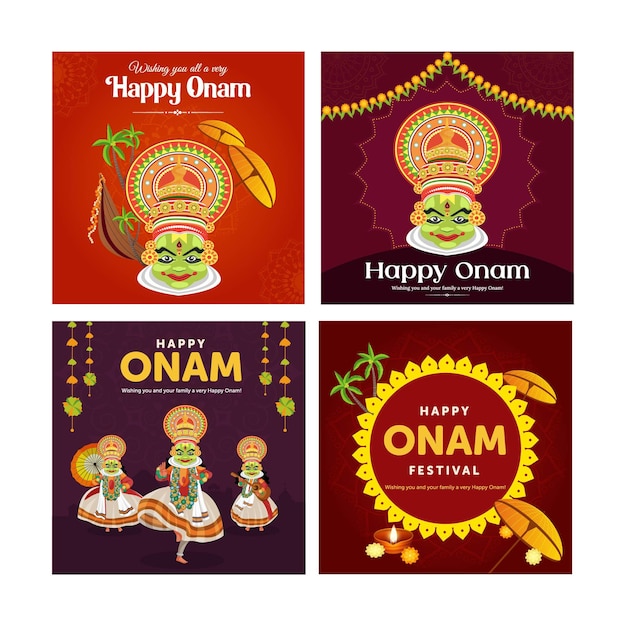 Креативный набор баннеров из шаблона фестиваля happy onam