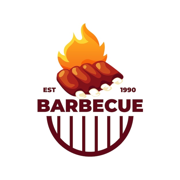 Modello di logo barbecue creativo con dettagli