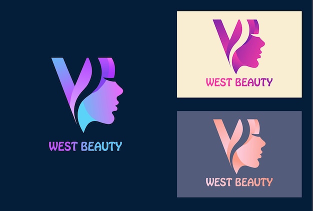 Vector creative beauty face logo design template illustration