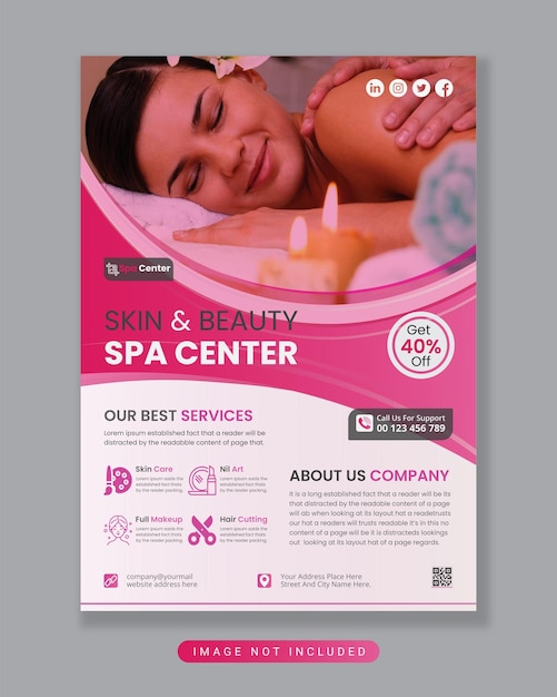Vector creative beauty spa business flyer and social media post template