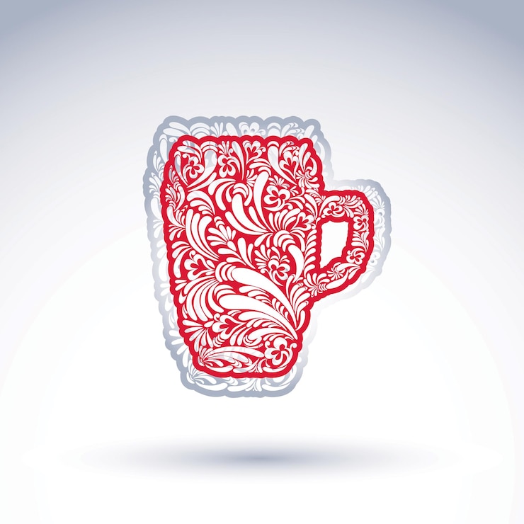 Vector creative beer mug decorated with floral pattern. alcohol vector glass symbol, for use in graphic design and advertising.