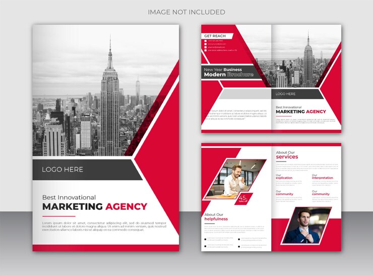 Creative bi fold business brochure design template