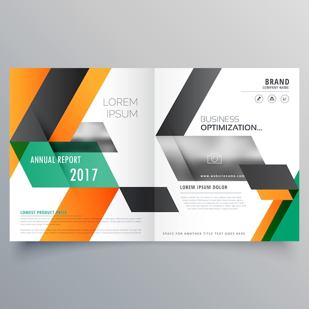 creative bifold brochure design template with geometric shape