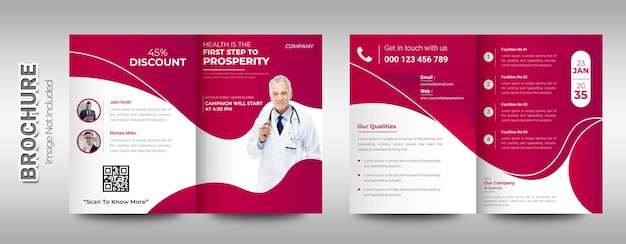 Vector creative bifold medical company brochure sjabloon