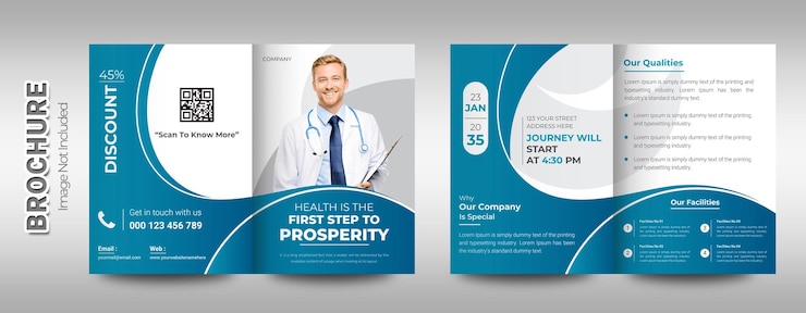 वेक्टर creative bifold medical company brochure template