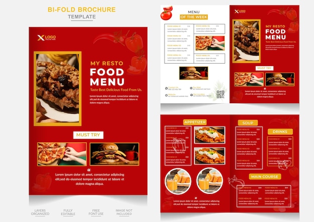 Creative bifold restaurants food menu brochure flyer template Delicious fast food bifold brochure