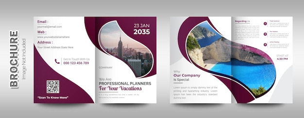 Vector creative bifold travel brochure template