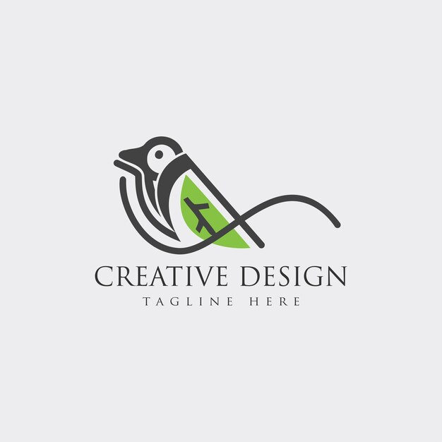 Creative bird line vector logo design