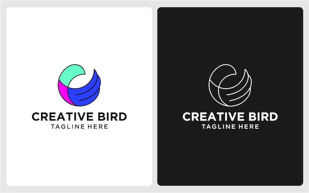 Design creativo del logo dell'uccello linea moderna astratto 1
