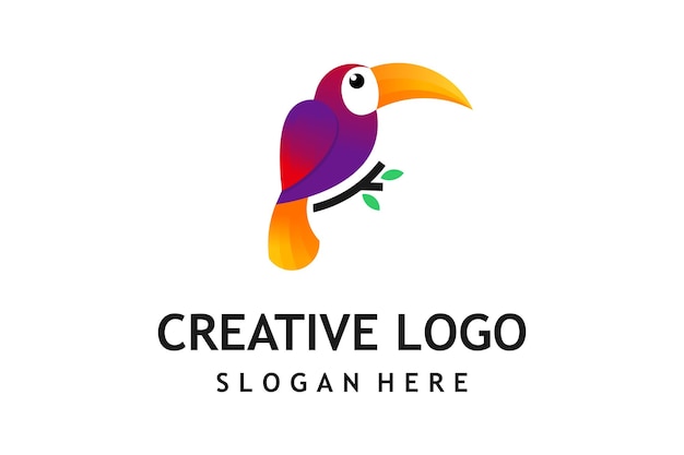 Modello di progettazione logo uccello creativo