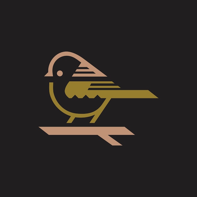 Vector creative bird logo with line art style