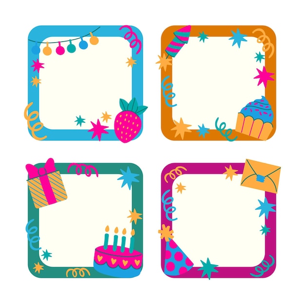 Vector creative birthday collage frame pack