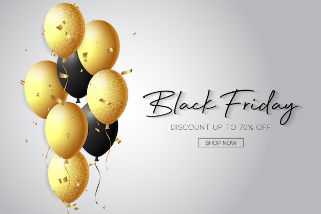 Vector creative black friday sale background with a gold and black balloons vector