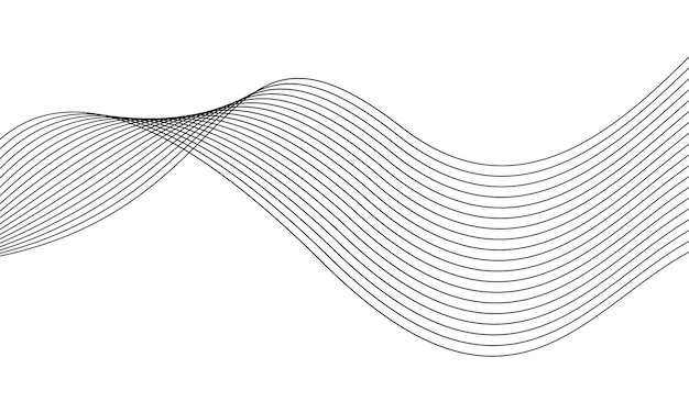 Creative black line wave art abstract vector template illustration on white background