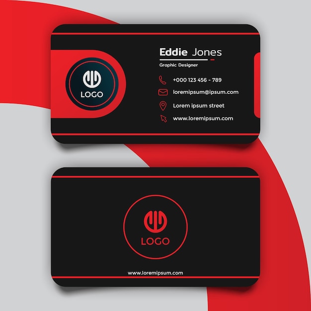 Creative black and red business card template design