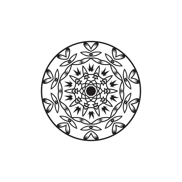 Creative black round mandala vector icon on white background