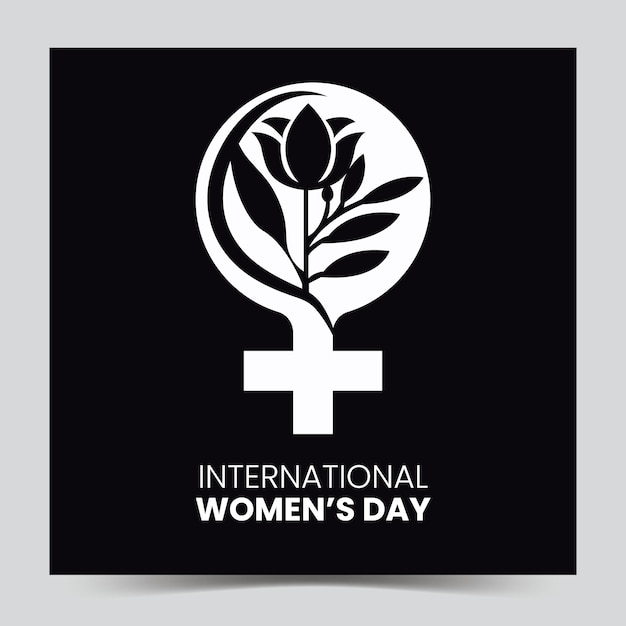 Creative black Womens Day poster illustration with black rose as symbol of women