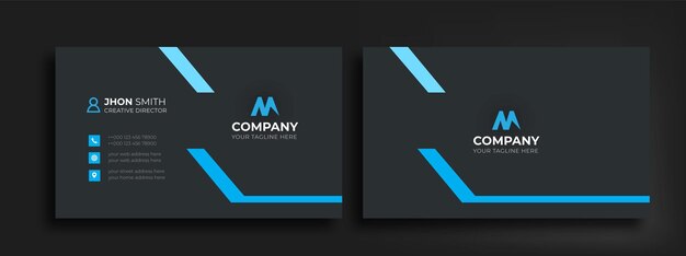 Creative blue and black modern business card corporate template design layout