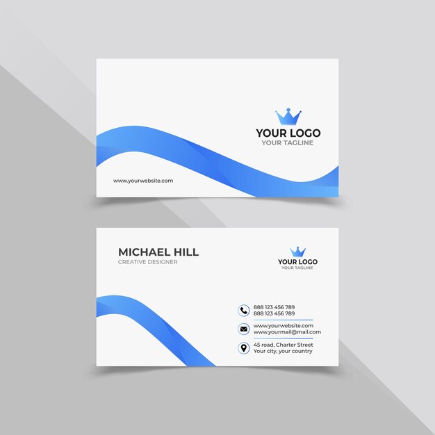 creative blue color company business card design template