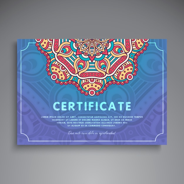 Creative blue ethnic certificate template