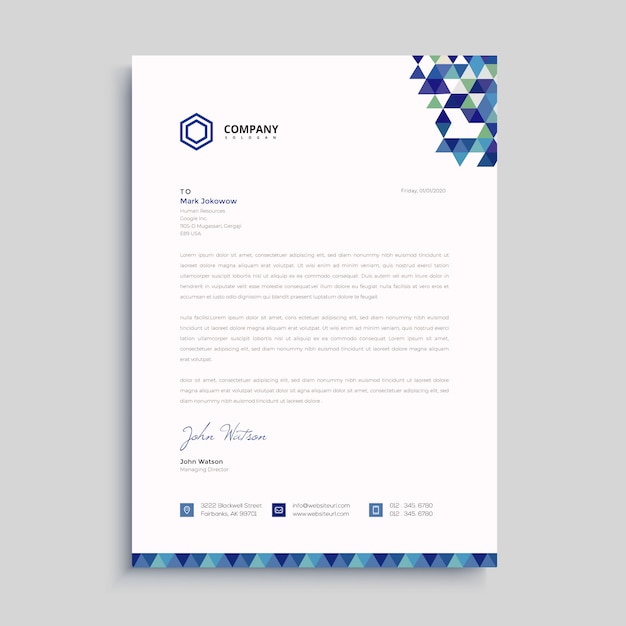 Vector creative blue letterhead template