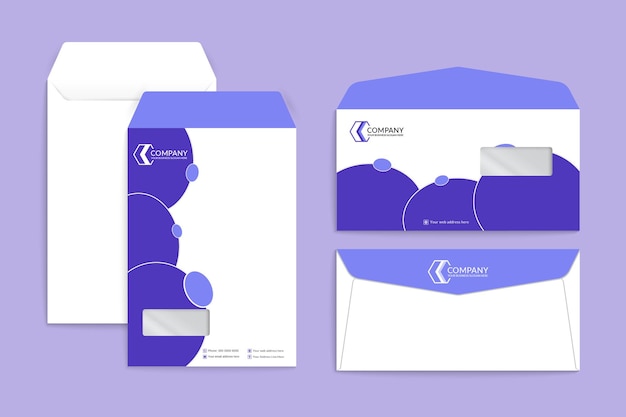 Vector creative blue wave business envelope template set