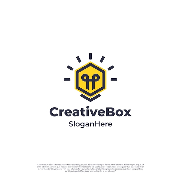 Creative box logo design on isolated background