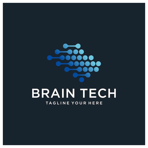 Vector creative brain abstract vector logo design template braintech vector illustration