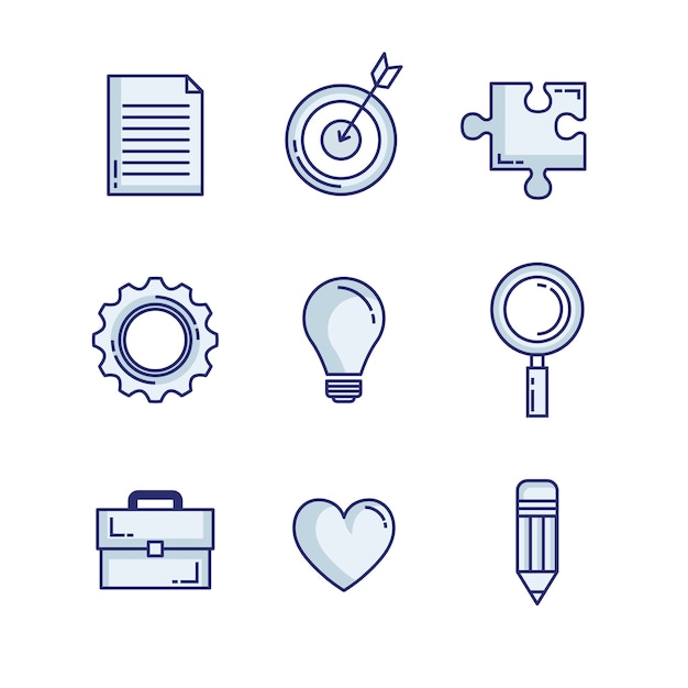 Creative brain set icons