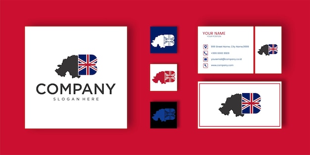 Vector creative british map logo in black and red