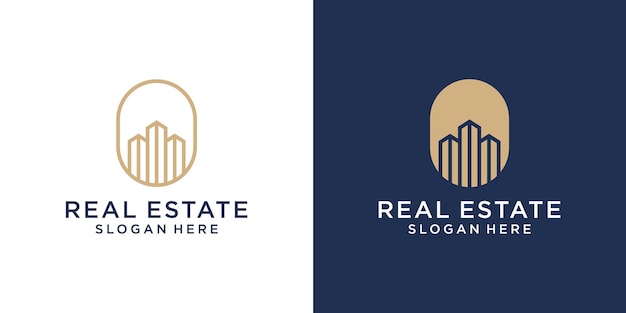 Creative building real estate logo design template