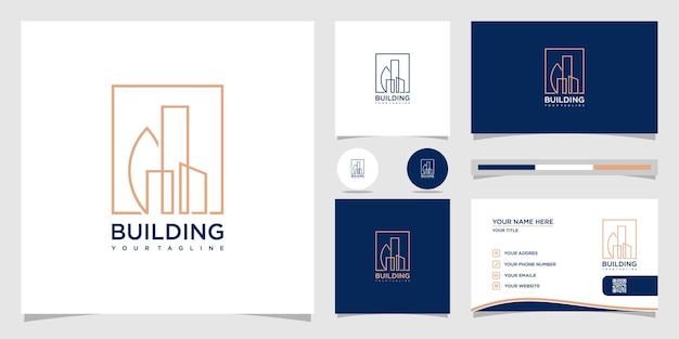 Логотип недвижимости Creative Buildings и ссылка на визитку Premium векторы.
