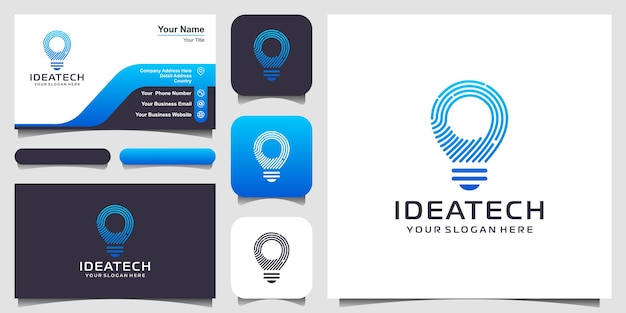 Creative bulb tech logo and business card design.