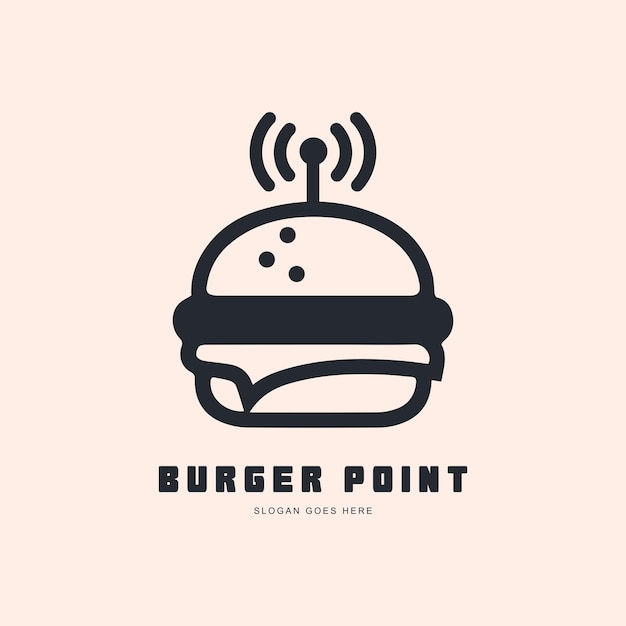 Creative burger point logo design for your brand or business