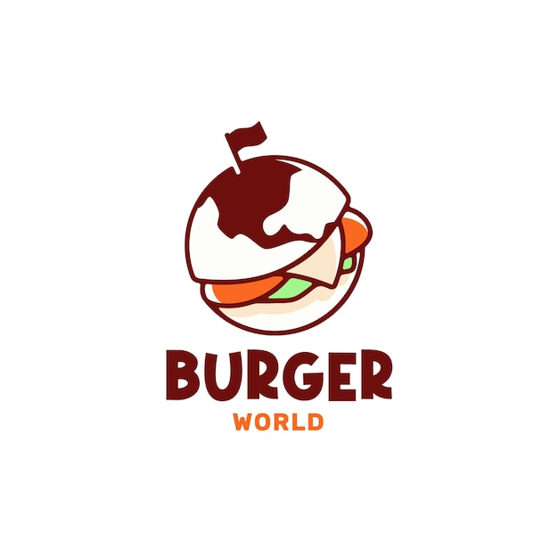 Шаблон логотипа creative burger world concept