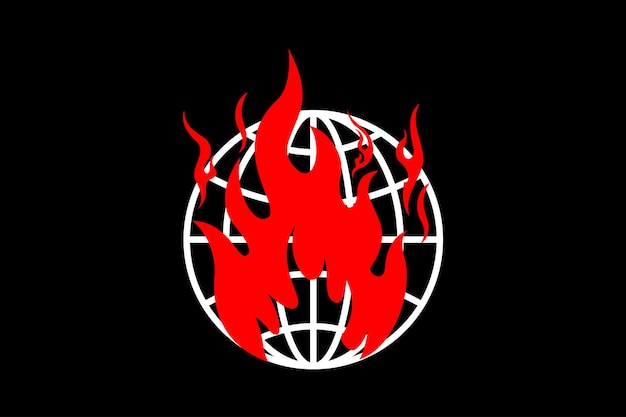 Creative burning globe streetwear concept vector graphic design