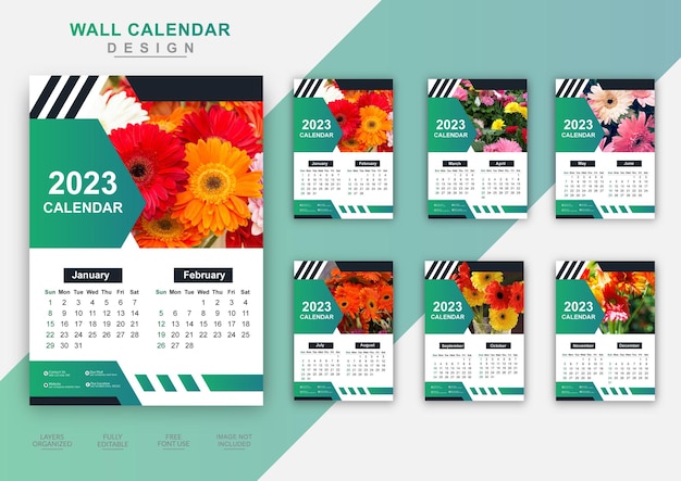 Creative business 6pages wall calendar 2023 template