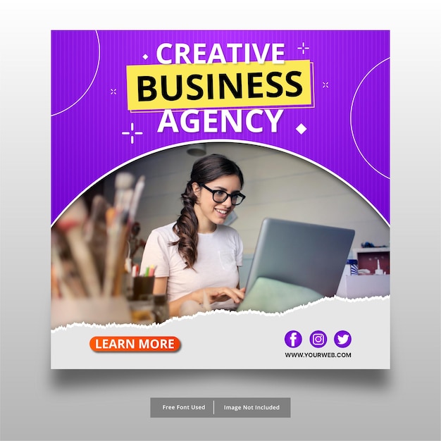 Creative business agency banner design social media post template