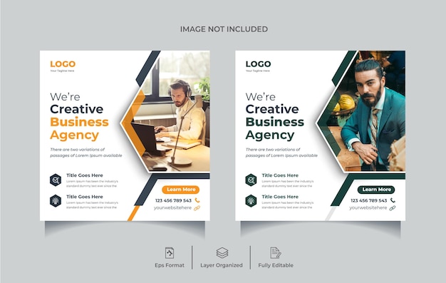 Creative business agency instagram post design square flyer or social media banner template