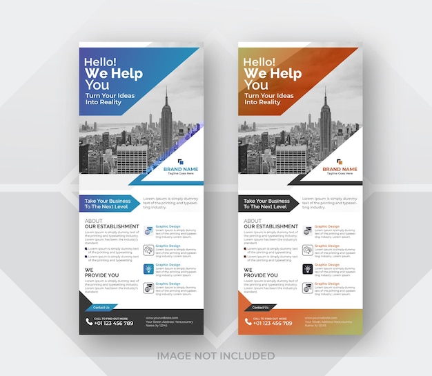 creative business agency roll up banner design or stand mockup banner template